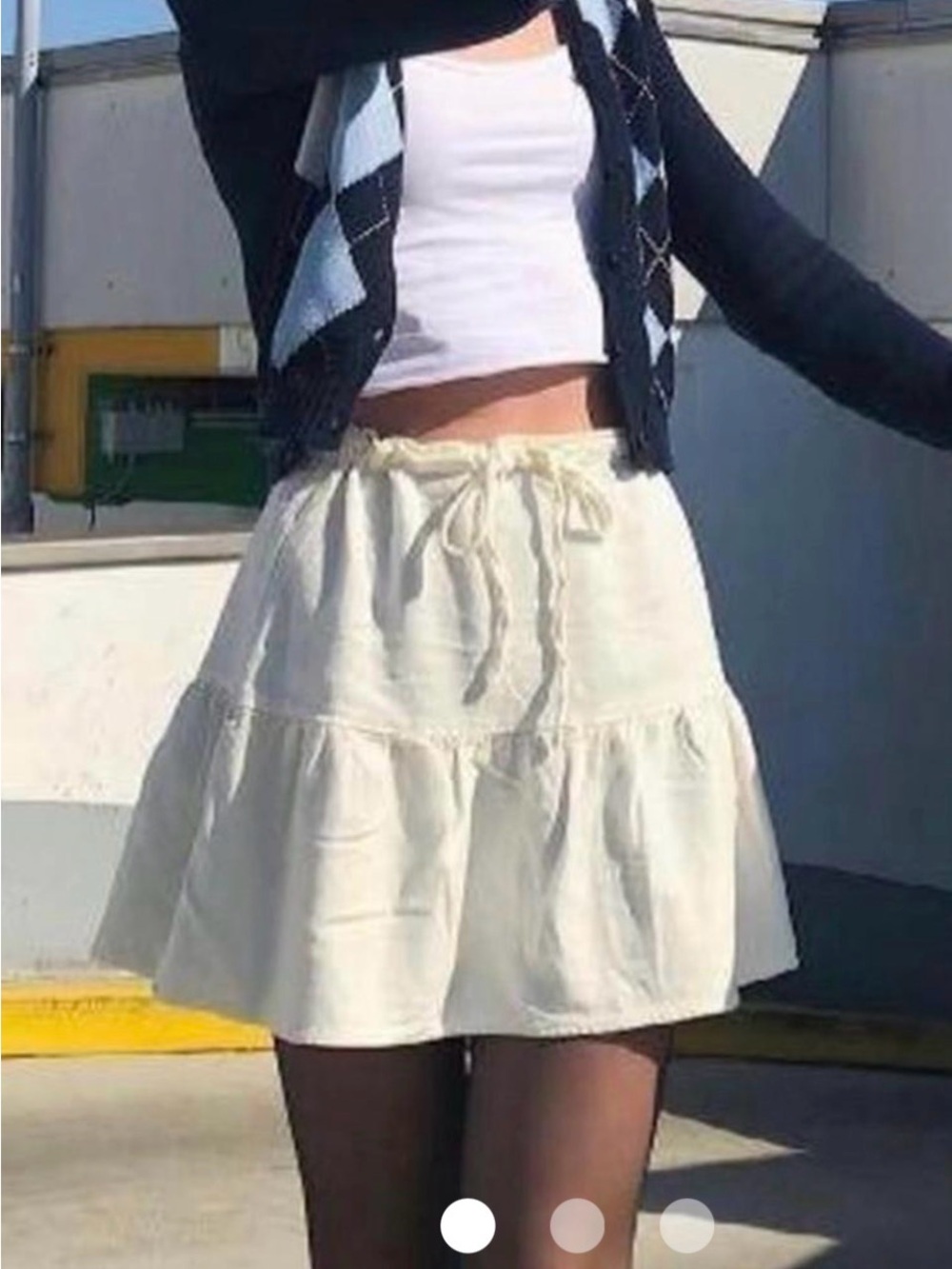 Women's brandy melville Cream Tiered Drawstring Mini Skirt